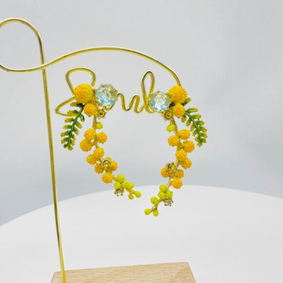 LES NEREIDES Anthropologie Hand Enamelled Provence Yellow EARRINGS - Picture 4 of 7